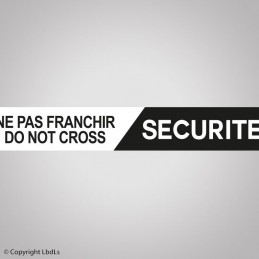 Rubalise SECURITE NE PAS FRANCHIR chevrons noir et blanc 250 m x 7,5 cm  NOS NOUVEAUTÉS à 18,00 €