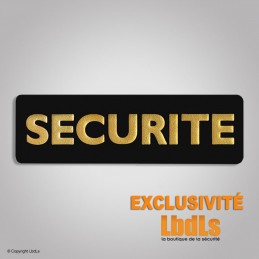 Badge métal SECURITE 6,5 x 2 cm noir lettres dorées  IDENTIFICATION à 4,50 €