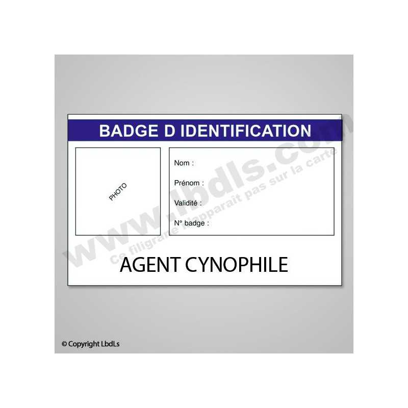 Badge AGENT CYNOPHILE 8,6 x 5,4 cm  BADGES ET CARTE PRO à 1,30 €