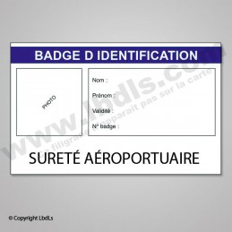 Badge SURETE AEROPORTUAIRE 8,6 X 5,4 CM  BADGES ET CARTE PRO à 1,31 €