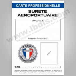 Carte PRO SURETE AEROPORTUAIRE avec n° d'identification  BADGES ET CARTE PRO à 2,00 €