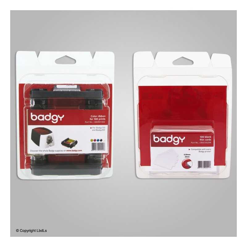 Ruban Badgy 200 kit YMCKO 100 impressions + 100 cartes (CBGP0001C) EVOLIS IMPRIMANTES A BADGES à 64,00 €