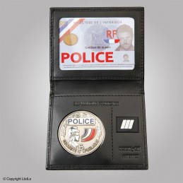 Porte carte mini 2 volets vertical emplacement médaille + carte + grade  PORTE-MÉDAILLES à 27,50 €