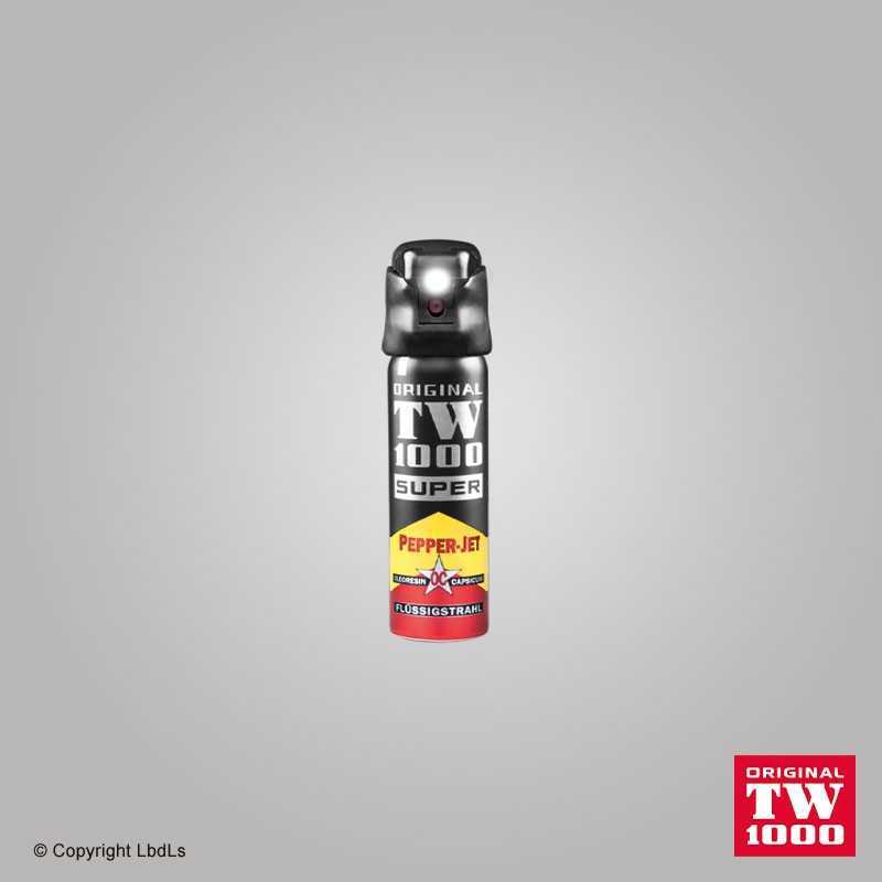 Bombe lacrymogène poivre jet liquide TW1000 Pepper-Jet 75 ml avec lampe LED - Portée 4 à 5 m TW 1000 ACCUEIL à 28,10 €