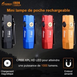 Fitorch ER20 orange recharge magnétique - 1000 Lumens - 7 cm - 1 accus 16340 FITORCH LAMPES FITORCH à 60,70 €