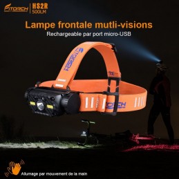 Fitorch HS2R lampe frontale recharg. - 500 Lumens - serre tête orange - 1 x 18650 FITORCH LAMPES FITORCH à 42,95 €