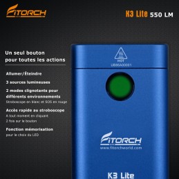 Fitorch K3 Lite bleu - 550 LM - 3 LED FITORCH LAMPES à 27,95 €