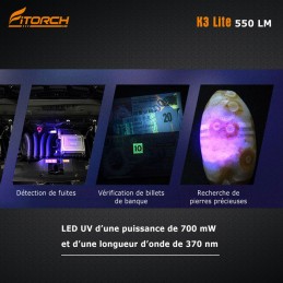 Fitorch K3 Lite bleu - 550 LM - 3 LED FITORCH LAMPES à 27,95 €