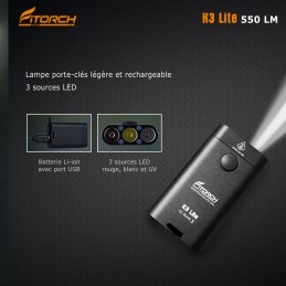 Fitorch K3 Lite noir - 550 LM - 3 LED FITORCH LAMPES FITORCH à 27,95 €