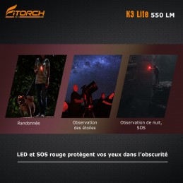 Fitorch K3 Lite noir POLICE - 550 LM - 3 LED FITORCH LAMPES à 27,95 €