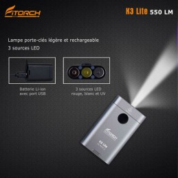 Fitorch K3 Lite silver - 550 LM - 3 LED FITORCH LAMPES à 27,95 €