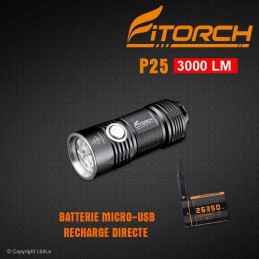 Fitorch P25 - 3000 lumens - 1 accu 26350 FITORCH LAMPES FITORCH à 62,65 €