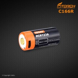Batterie Fitorch 16340 C166R - RCR123A - 650 mAh port USB FITORCH BATTERIES à 7,50 €