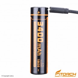 Batterie Fitorch 18650 UC34R - 3400 mAh port USB FITORCH BATTERIES à 13,20 €