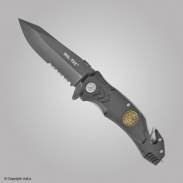 Couteau MILTEC Fire Brigade lame 8,3 cm manche noir  NOS NOUVEAUTÉS à 13,99 €