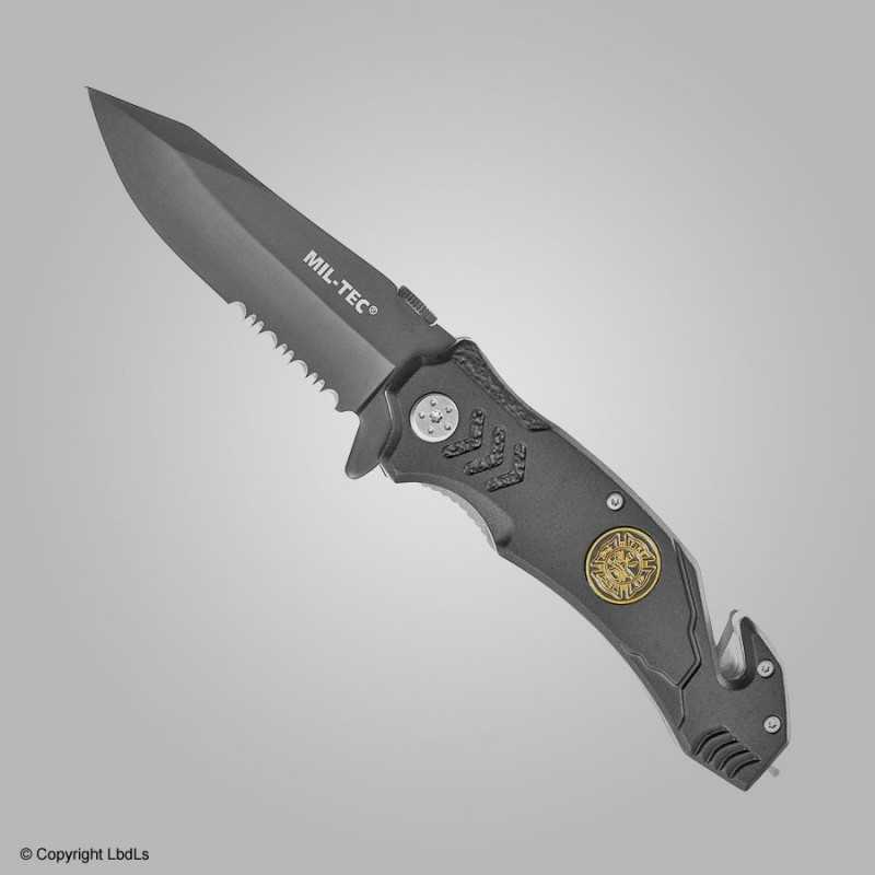 Couteau MILTEC Fire Brigade lame 8,3 cm manche noir  NOS NOUVEAUTÉS à 13,99 €