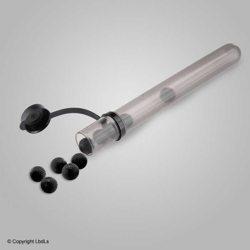 Billes caoutchouc cal.50 pour pistolet à balles caoutchouc T4E - Tube de 10  Balles caoutchouc à 4,00 €