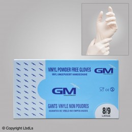 Boite de 100 gants Vinyle transparent non poudré T.L (8/9)  PROTECTIONS COVID-19 à 6,00 €
