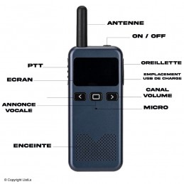 Micro oreillette avec PTT et pince cravate - Talkie-walkie