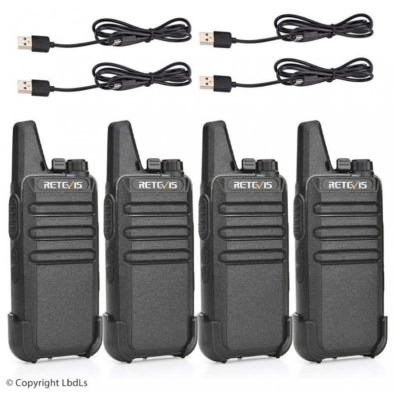 Pack de 4 radios Retevis RT622 rechargeable micro USB  TALKIES WALKIES RETEVIS à 85,99 €