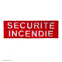 Bandeau SECURITE INCENDIE 30 x 10 cm fond rouge lettres blanches à coudre   à 8,00 €