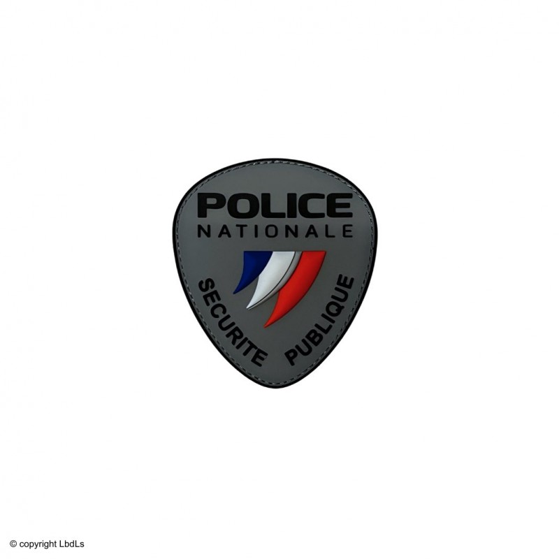 Patch PVC police nationale gris bleu blanc rouge 9x8 cm  BRASSARDS ET BANDEAUX à 5,00 €