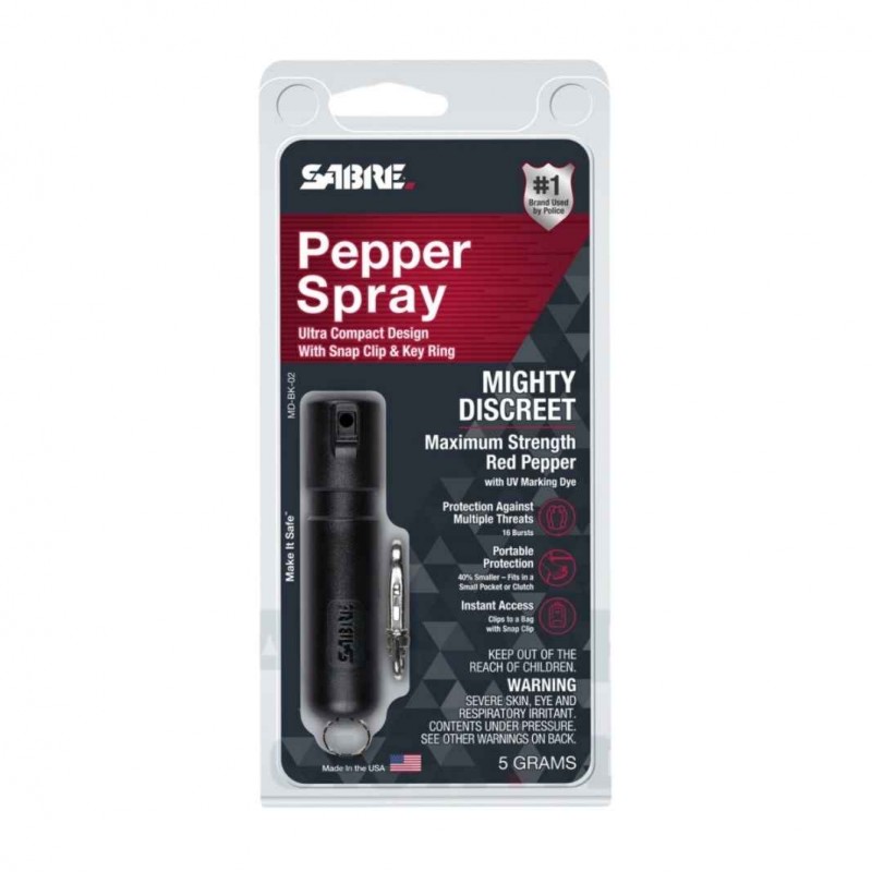 Bombe lacrymogène porte-clés Sabre Red Mighty gel poivre 16,2 ml - Portée 4 m  BOMBES LACRYMOGÈNE DE POCHE à 14,40 €