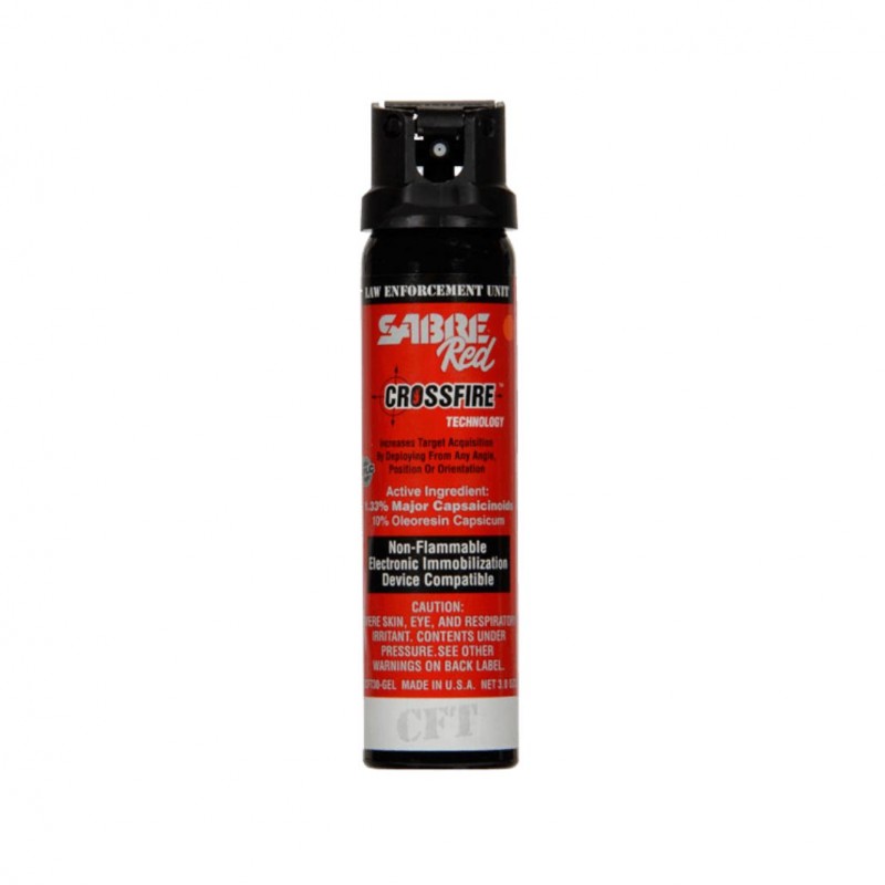 Bombe lacrymogène gel poivre Sabre Red Crossfire MK-4 89 ml - Portée 6 m, traceur UV  BOMBES LACRYMOGÈNES 63-75 ML à 25,00 €