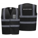 Gilet haute visibilité FIRST noir SÉCURITÉ PRIVÉE