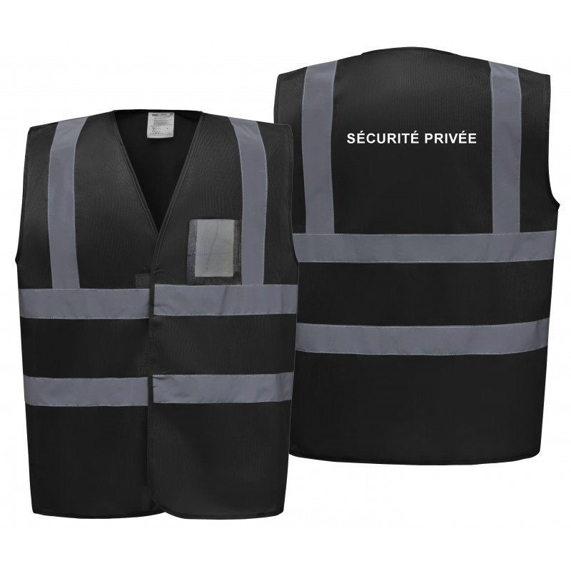 Gilet haute visibilité FIRST noir SÉCURITÉ PRIVÉE  ÉQUIPEMENTS EPI à 9,90 €