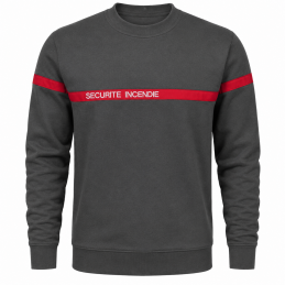 Sweat SSIAP gris bande rouge brodé SECURITE INCENDIE LBDLS SSIAP SWEATS à 21,00 €