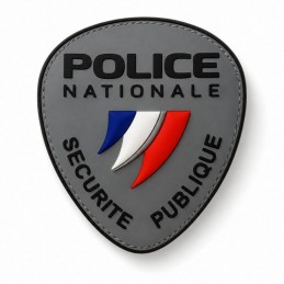 Patch PVC police nationale gris bleu blanc rouge 9x8 cm  BRASSARDS ET BANDEAUX à 5,00 €