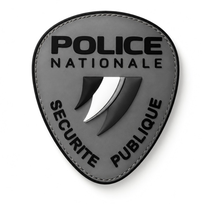 Patch PVC police nationale gris 9x8 cm  BRASSARDS ET BANDEAUX à 5,00 €