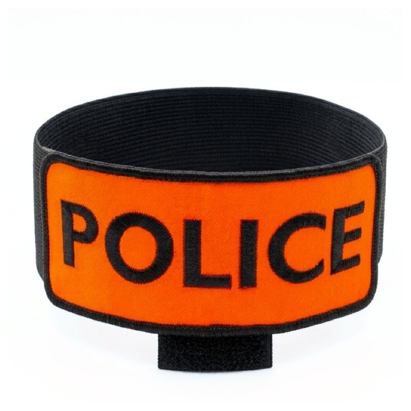 Brassard EXPERT ORANGE brodé POLICE NOIR élastique noir réglable (AVEC N° RIO) EXPERT LBDLS BRASSARDS ET BANDEAUX à 9,00 €