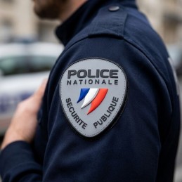 Patch PVC police nationale gris bleu blanc rouge 9x8 cm  BRASSARDS ET BANDEAUX à 5,00 €