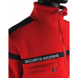 Veste polaire SSIAP rouge bande marine brodé SECURITE INCENDIE  ACCUEIL à 39,95 €