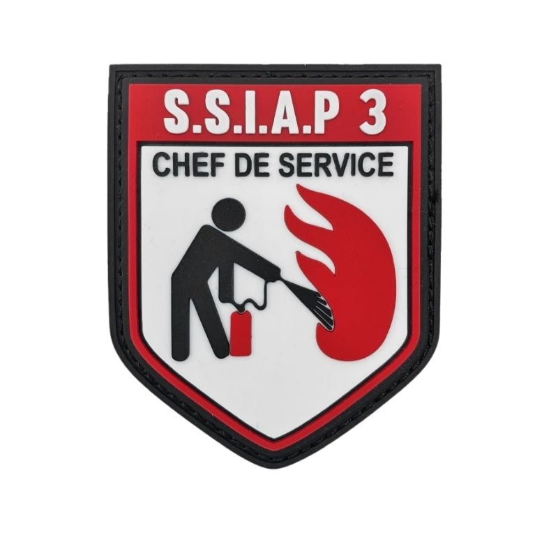 Patch PVC SSIAP 3 6,5 X 8 cm velcro crochet + velours  ÉCUSSONS SSIAP à 5,00 €