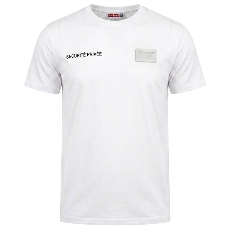 Tee-shirt blanc SÉCURITÉ PRIVÉE conforme décret avec velcro NUB  T-SHIRTS à 10,00 €
