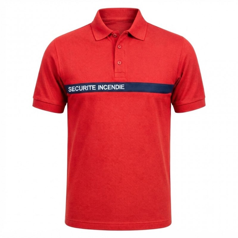 Polo SSIAP Sécurité Incendie PREMIUM rouge bande marine LBDLS SSIAP VÊTEMENTS SSIAP à 17,95 €