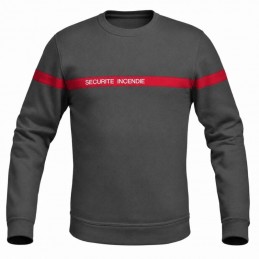 Sweat SSIAP gris bande rouge brodé SECURITE INCENDIE LBDLS SSIAP VÊTEMENTS SSIAP à 21,00 €