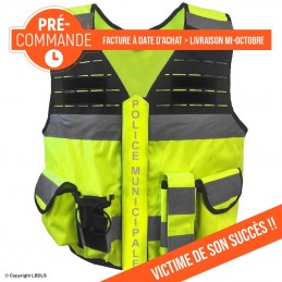 Gilet MULTIPOCKET POLICE MUNICIPALE 2.0 haute visibilité jaune M.O.L.L.E réglable S à 4XL  GILETS POLICE à 38,00 €