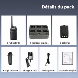 Pack de 6 RT27 Retevis PMR446 et chargeur 6  TALKIES WALKIES à 230,00 €