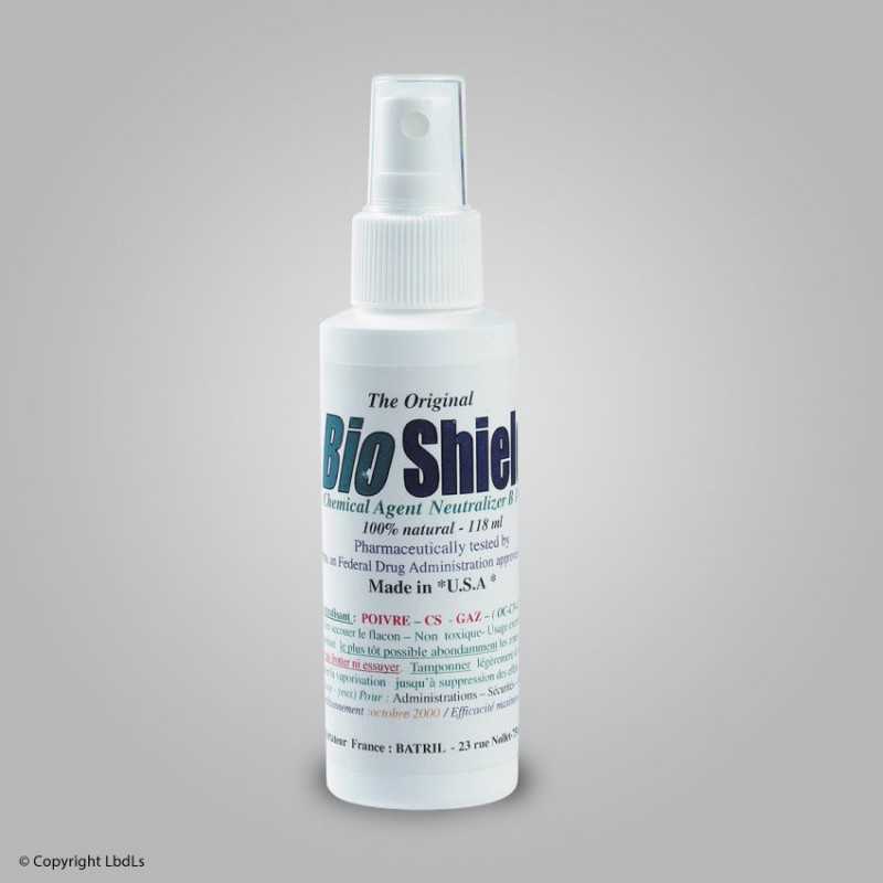 Décontaminant bombe lacrymogène Bio Shield CS et poivre 118 ml - 100 % naturel  ACCUEIL à 28,50 €