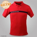 Polo SSIAP FIRST rouge bande marine brodé