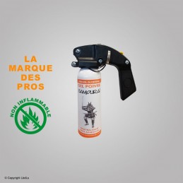 Bombe lacrymogène Samouraï gel poivre 100 ml avec poignée SAMOURAÏ ACCUEIL à 28,50 €