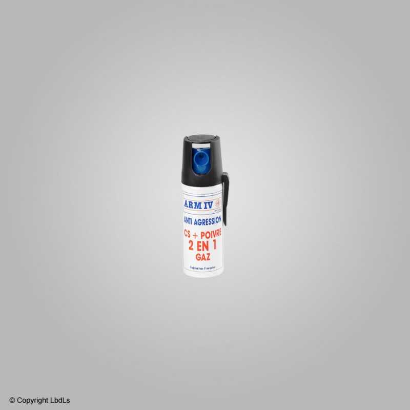 Bombe lacrymogène 2 en 1 gaz CS + poivre 50 ml - Brouillard  ACCUEIL à 14,00 €