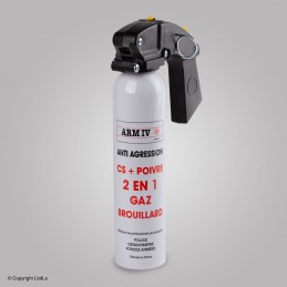 Bombe lacrymogène 2 en 1 gaz CS + poivre 100 ml - Brouillard  ACCUEIL à 34,00 €
