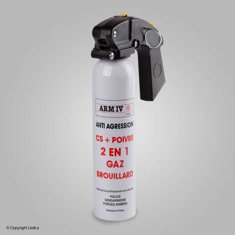 Bombe lacrymogène 2 en 1 gaz CS + poivre 100 ml - Brouillard  ACCUEIL à 34,00 €